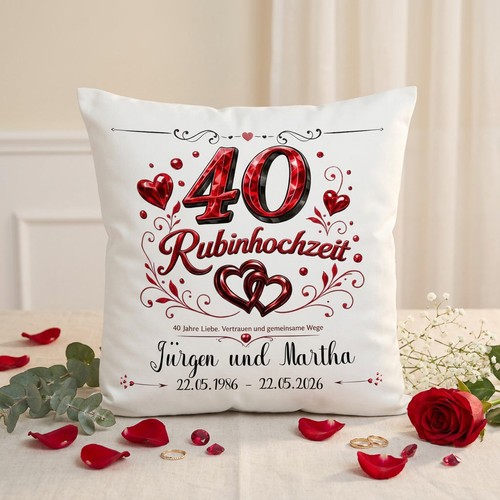 Rubinhochzeit geschenk kissen - geschenk,