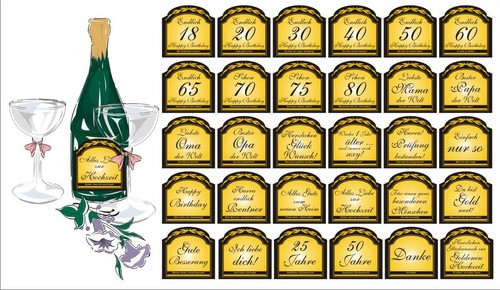 Aufkleber hochzeit sektflasche - aufkleber,