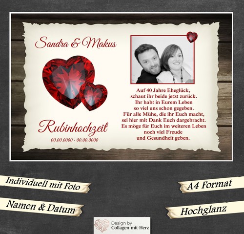 Urkunde rubinhochzeit jahre - rubinhochzeit, 40