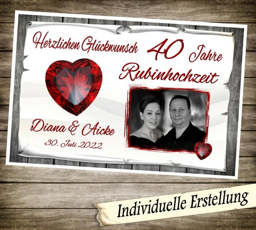 Urkunde rubinhochzeit 40 - rubinhochzeit,