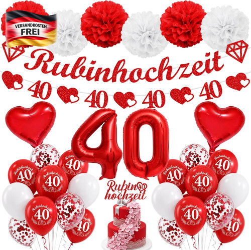 Rubinhochzeit dekoration set - rubinhochzeit,